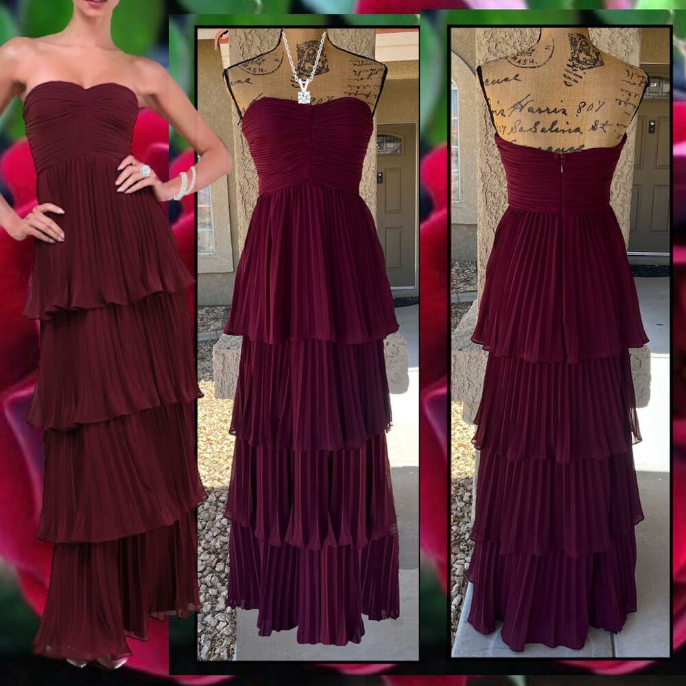 Lulus Seriously Sensational Plum Purple Strapless Tiered Maxi Dress Size S